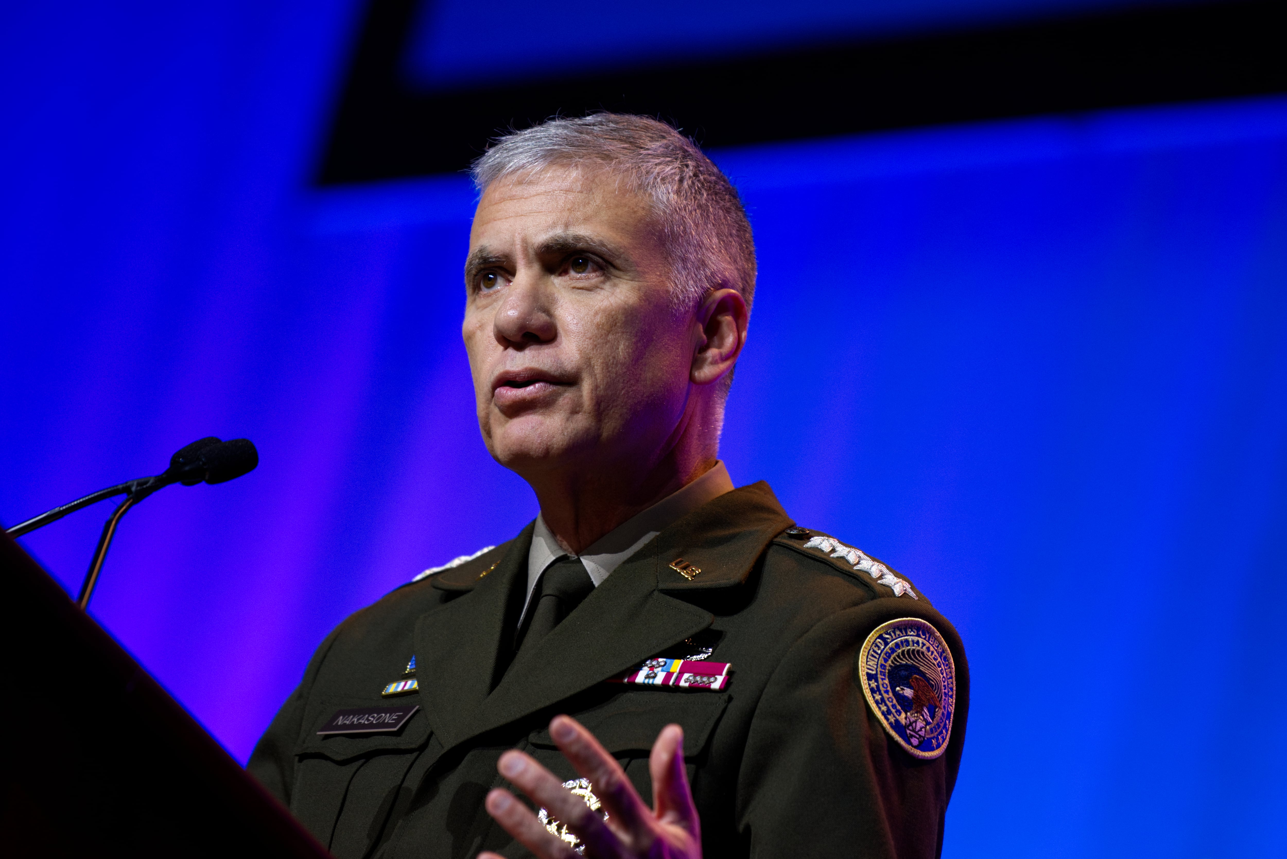 U.S. Cyber Command boss Gen. Paul Nakasone speaks at the AFCEA TechNet Cyber conference in Baltimore, Maryland, on May 2, 2023.