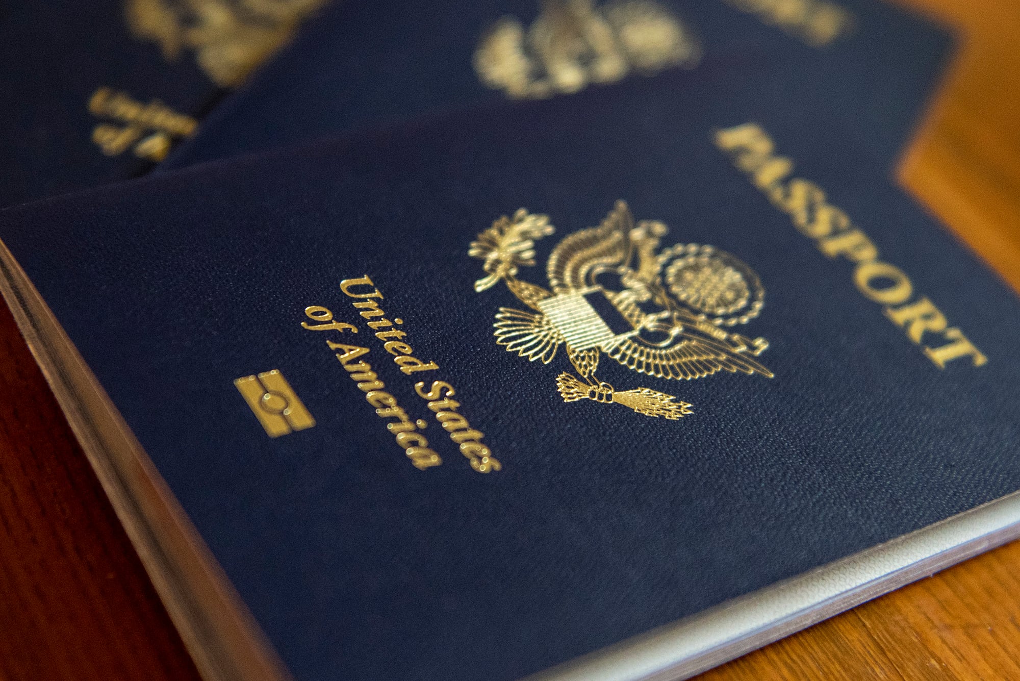 A United States Passport sits on a table prior to being renewed at a United States Embassy Outreach event at Yokota Air Base, Japan, May 22, 2019.